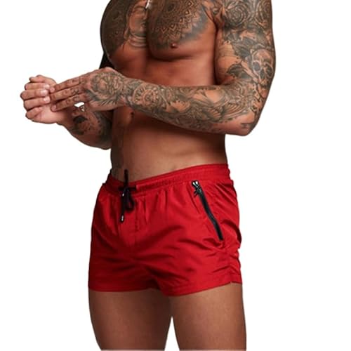 Ganti Aqua DI Man Badehose | SCHNELLTROCKNENDE Shorts MIT Stretch UND Reissverschluss FÜR Herren (Rot,M) von SWZEC