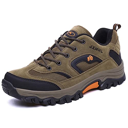 Herren Wanderschuhe Wasserdicht Rutschsicher Sneaker Damen Trekking Leicht Outdoor Atmungsaktiv Low-top Schuhe Schnürung Braun Gr.45 von SWZEC