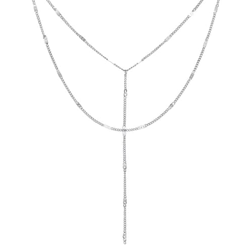 Hey Happiness Y Layered Necklace Silver Hey Happiness Y Layered Necklace Silver von SWZEC