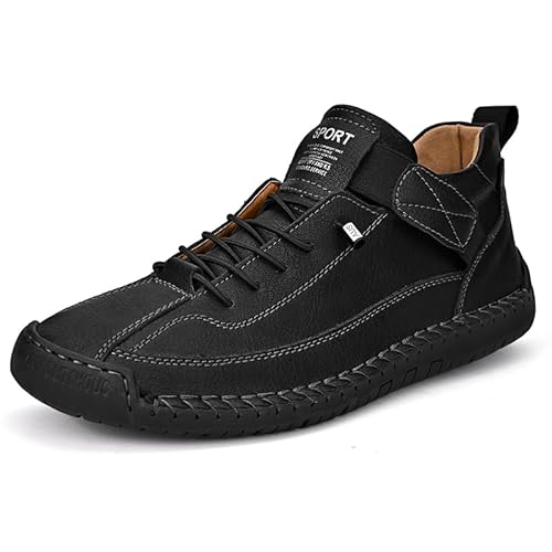 Italienische Schuhe Herren Damen, Ultra Bequeme und rutschfeste Barfußschuhe aus echtem Leder, Bequeme und Outdoor Leder Winterschuhe 35-43 (39,Schwarz1) von SWZEC