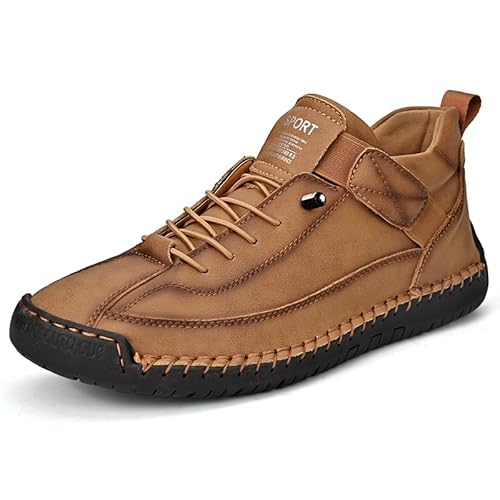 Italienische Schuhe Herren Damen, Ultra Bequeme und rutschfeste Barfußschuhe aus echtem Leder, Bequeme und Outdoor Leder Winterschuhe 35-43 (43,Braun1) von SWZEC