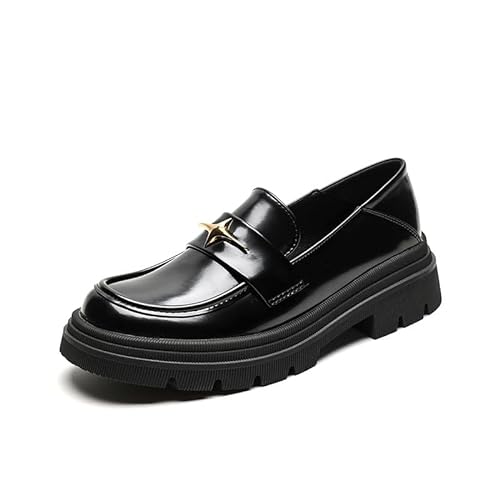 Loafer Damen Mokassins Geschlossener Zehen Halbschuhe Elegante Slip-on Plateau Schuhe für Frauen (37,Schwarz 2) von SWZEC