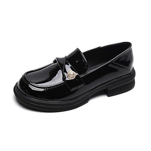 Loafer Damen Mokassins Geschlossener Zehen Halbschuhe Elegante Slip-on Plateau Schuhe für Frauen (40,Schwarz 1) von SWZEC