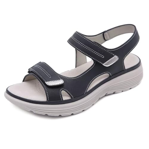 OrthoKlara - ergonomische, schmerzlindernde & rutschfeste Sandalen für Damen (36,Schwarz) von SWZEC
