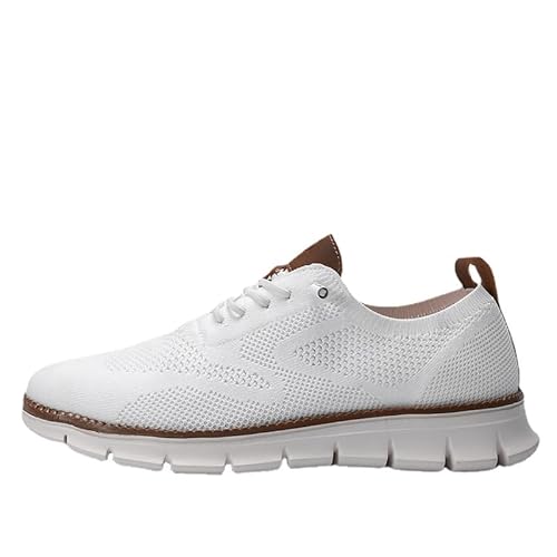 SAPHIRVOGEL Herren SUPERBEQUEME ATMUNGSAKTIVE Turnschuhe Fly Woven MESH Schuhe Ergonomischer Schmerzlinderungs Schuh Orthoback (44,Weiß) von SWZEC