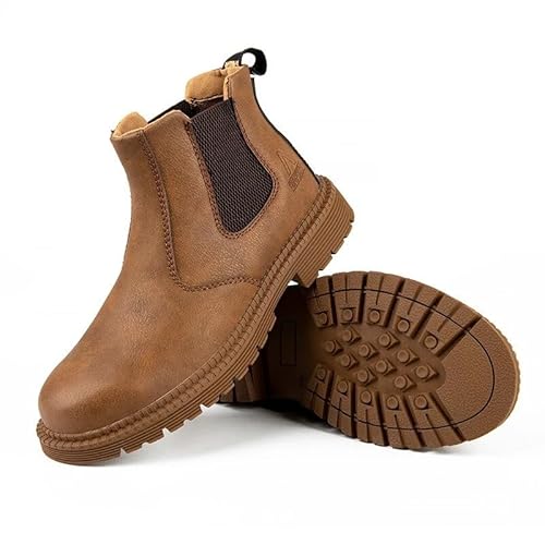 SWZEC Arbeit-Schuhe Arbeitsstiefel : Leichtgewicht Sicherheitsstiefel (41,Hellbraun) von SWZEC