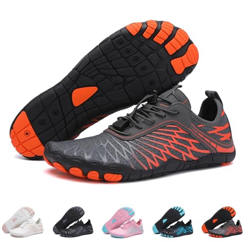 SWZEC Barfussschuhe: Ergonomisch, Schmerzlindernd Und Wasserdicht (44,Grau-Orange) von SWZEC