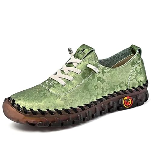 SWZEC Bequeme Atmungsaktive Leichte rutschfeste Orthopädische Halbschuhe für Damen für den Alltag mit breitem Fuß (39,Grün) von SWZEC