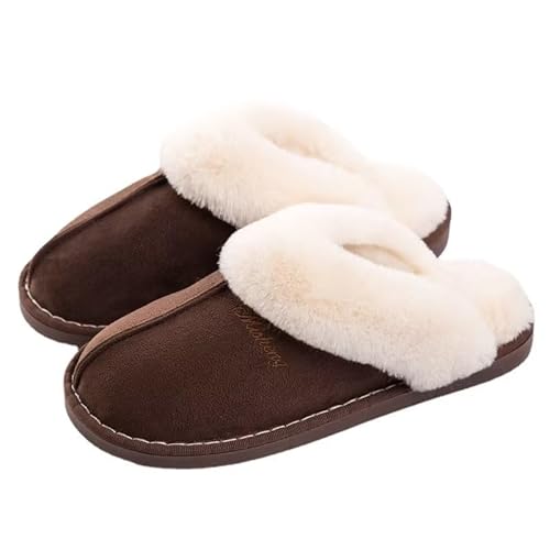 SWZEC Coswind Hausschuhe Damen Herren Winter Warme Lammfell Plüsch Flauschige Fell Weiche Rutschfeste Pantoletten Indoor Outdoor Unisex von SWZEC