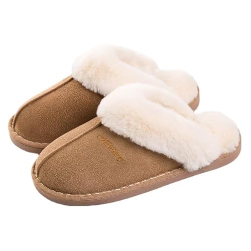 SWZEC Coswind Hausschuhe Damen Herren Winter Warme Lammfell Plüsch Flauschige Fell Weiche Rutschfeste Pantoletten Indoor Outdoor Unisex von SWZEC