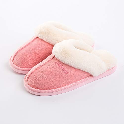 SWZEC Damen Herren Hausschuhe Winter Warm Faux Pelz Slipper mit super Qualität (38,Rosa,39) von SWZEC