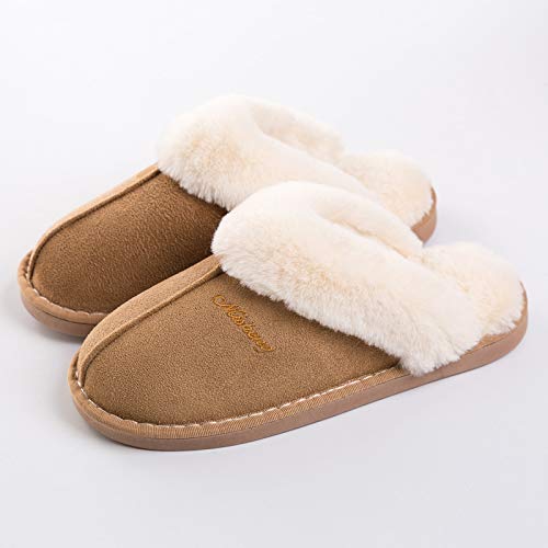 SWZEC Damen Herren Hausschuhe Winter Warm Faux Pelz Slipper mit super Qualität (40,Gelb,41) von SWZEC