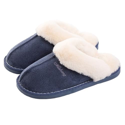 SWZEC Damen Herren Hausschuhe Winter Warm Faux Pelz Slipper mit super Qualität (42,Grau,43) von SWZEC