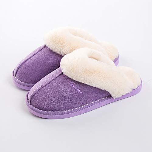 SWZEC Damen Herren Hausschuhe Winter Warm Faux Pelz Slipper mit super Qualität (42,Violett,43) von SWZEC