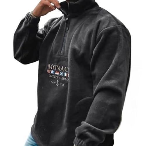 SWZEC Decarba Monaco Pullover mit Zipper (Grau,XL) von SWZEC