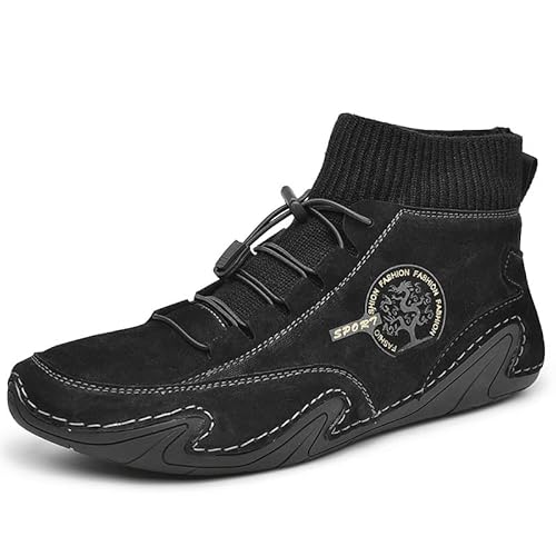 SWZEC Fashionable Knit Boots for Warmth and Style Barfußschuhe Stiefel (42,Schwarz-with fur Inside) von SWZEC