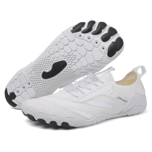 SWZEC Feel Pro - rutschfeste Universal Barfußschuhe (Weiß,45) von SWZEC