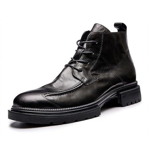 SWZEC Herren-Stiefeletten Zum Schnüren Klassische Kampfstiefel Vintage Lässig Biker-Stiefel Modisch Bequem Motorradstiefel Größe 38–48 (42,Schwarz) von SWZEC