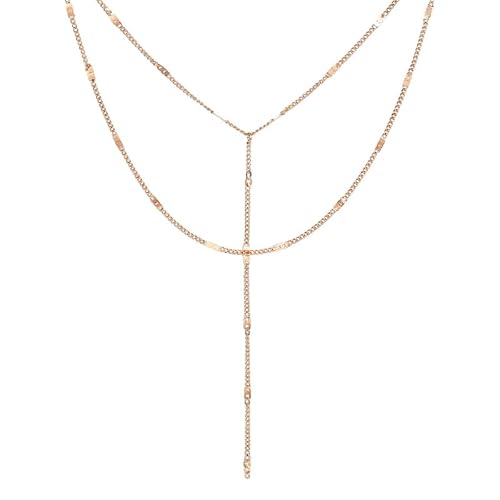 SWZEC Hey Happiness Y Layered Necklace Rose Gold von SWZEC