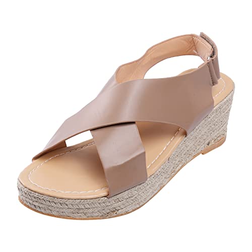 SWZEC Komfortable Orthopädische Keilabsatz-Espadrilles - Clara (Khaki,38) von SWZEC
