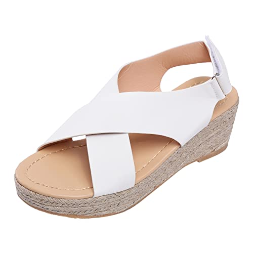 SWZEC Komfortable Orthopädische Keilabsatz-Espadrilles - Clara (Weiß,42) von SWZEC