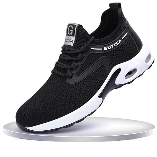 SWZEC Meine Arbeitsschuhe Rambo Sicherheitsschuhe-Premium Leichtgewicht & bequem (48,Schwarz-2050) von SWZEC