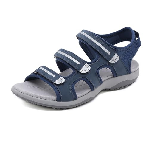 SWZEC ORTHOSANDAL Amora - Orthopädische Sommer-Sandale mit Riemen (Blau,37) von SWZEC