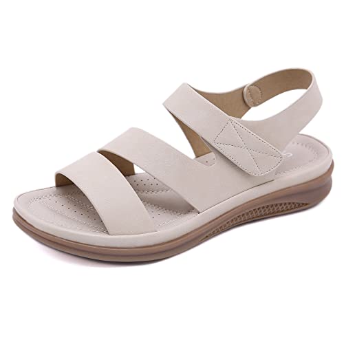 SWZEC Orthoback ORTHOSANDAL® Amora - Orthopädische Sommer-Sandale mit Riemen (39,Beige) von SWZEC