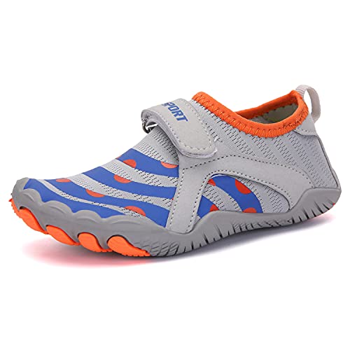 SWZEC OutdoorHeld Das Original Outdoor Kids - rutschfeste Kinder-Barfußschuhe (25,Grau,Kleinkind) von SWZEC