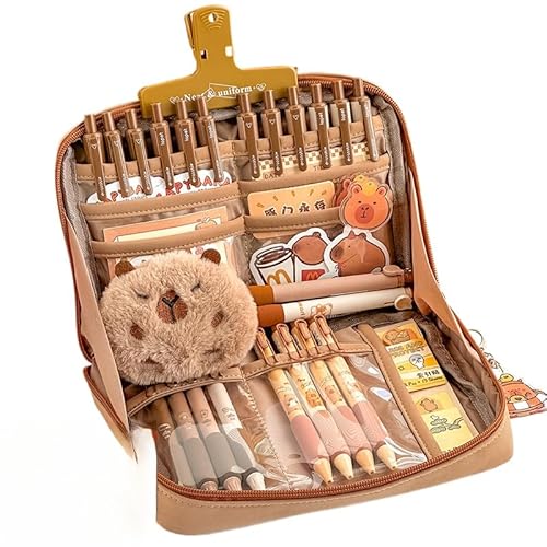 SWZEC Refttenw Federmäppchen Federmäppchen Schreibwaren Schreibtisch Organizer,Große Kapazität(Braun,230mm*60mm*160mm) von SWZEC