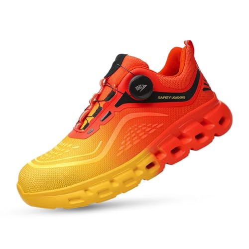 SWZEC S3 Ultraleichte Arbeitsschuhe, Henner verschleißfeste Sicherheitsschuhe mit Stahlkappe-Drehschnalle-1117 von SWZEC