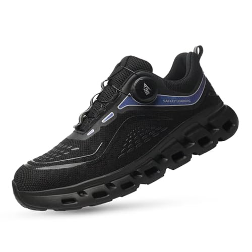 SWZEC S3 Ultraleichte Arbeitsschuhe, Henner verschleißfeste Sicherheitsschuhe mit Stahlkappe-Drehschnalle-1117 von SWZEC