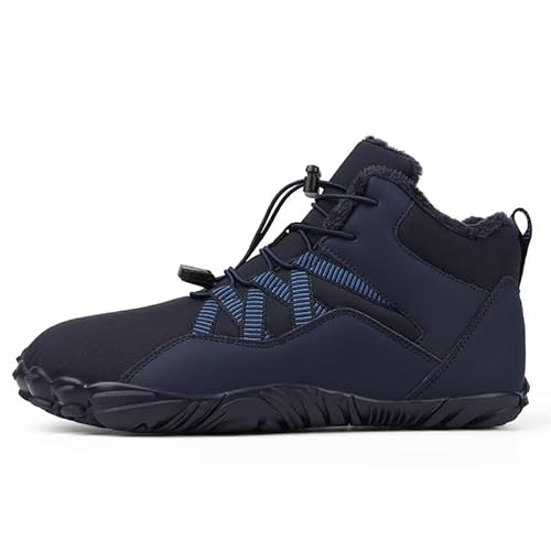 SWZEC Sneakly Finn-Wasserabweisende & gefütterte Barfußschuhe Winter Max-wasserfeste Barfußschuhe Dunkelblau von SWZEC