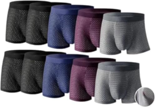 SWZEC Vela Vici Bambusfaser-Boxershorts | 5 kaufen, 10 bekommen(4X_l,4X Schwarz + 2X Blau + 2X Grau + 2X Weinrot) von SWZEC