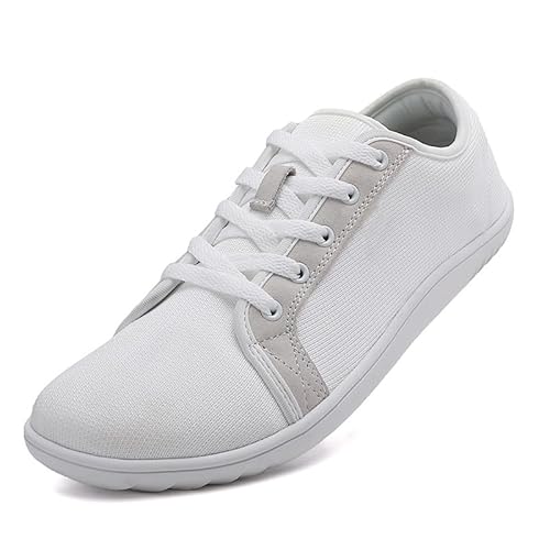 SWZEC Ventura Barfuß Lowtop - Bequeme Wanderschuhe Barfußschuhe (39,Weiß) von SWZEC