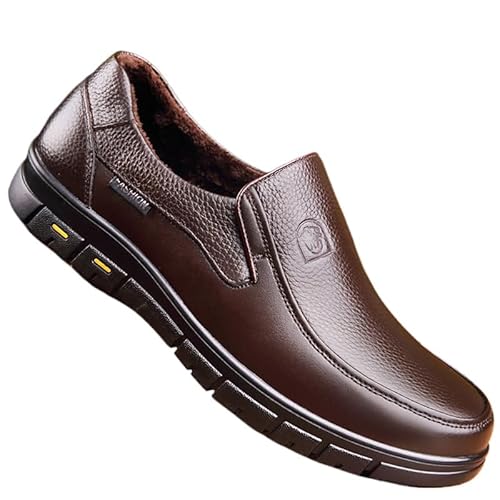 SWZEC Wolff - Herren-Freizeitschuhe aus echtem Leder (41,Braun Plüsch) von SWZEC