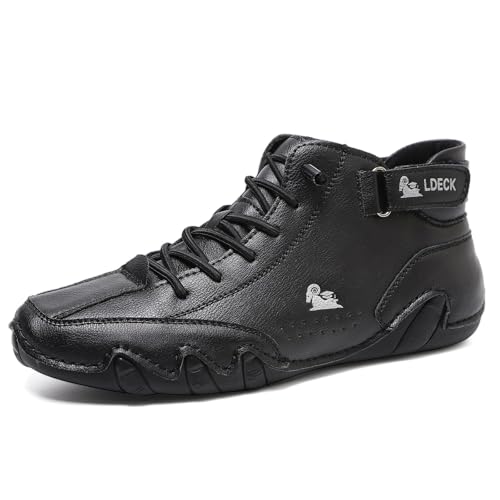 SWZEC Wolff Ultra-bequemer Rutschfester Barfußschuh aus echtem Leder Unisex (43,Schwarz) von SWZEC