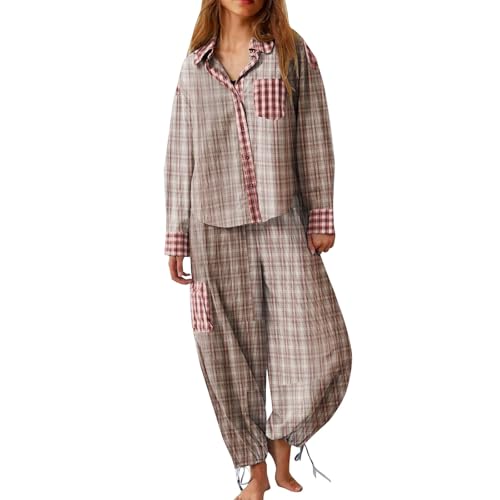 SWZEC Wolffashion Viktoria - 2-teiliges lässiges Pyjama-Set (Rot,XL) von SWZEC