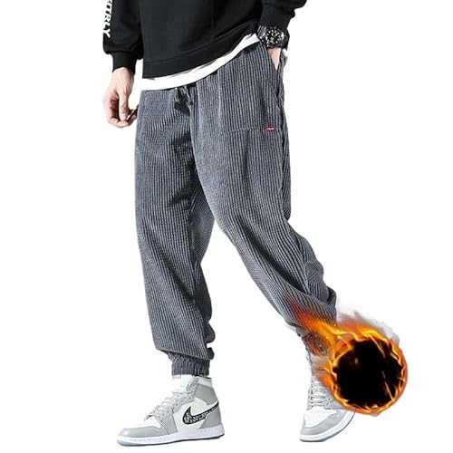 SWZEC Zarofia ERIC – DIE STYLISCHE UND EINZIGARTIGE Hose AUS Cord (Grau- Plus Samt,3XL(77-90KG)) von SWZEC