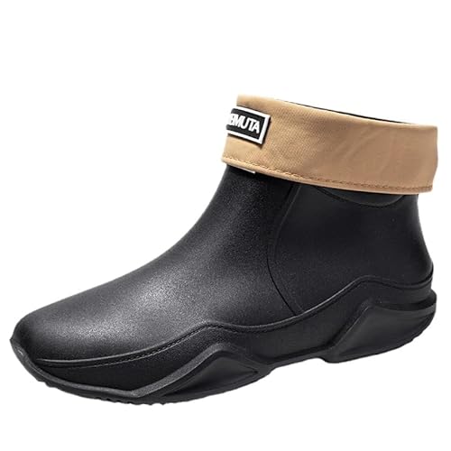 Slip-on Kurze Knöchel-Regenstiefel Wasserdichte Orthopädische Schuhe Gummi-Winterstiefel Für Herren Größe 36–44 EU (43,Schwarz) von SWZEC