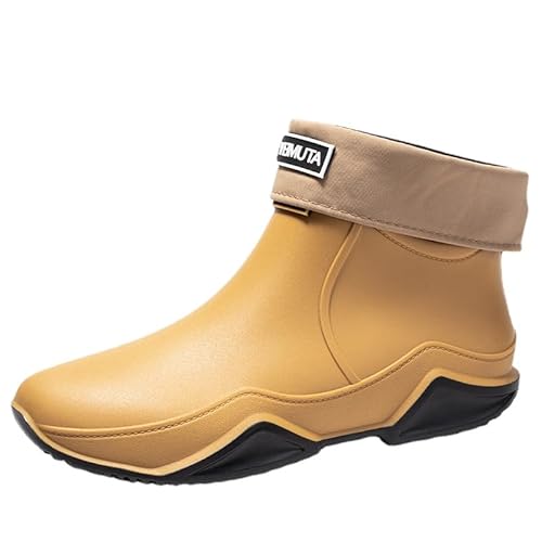 Slip-on Kurze Knöchel-Regenstiefel Wasserdichte Orthopädische Schuhe Gummi-Winterstiefel Für Herren Größe 36–44 EU (44,Braun) von SWZEC
