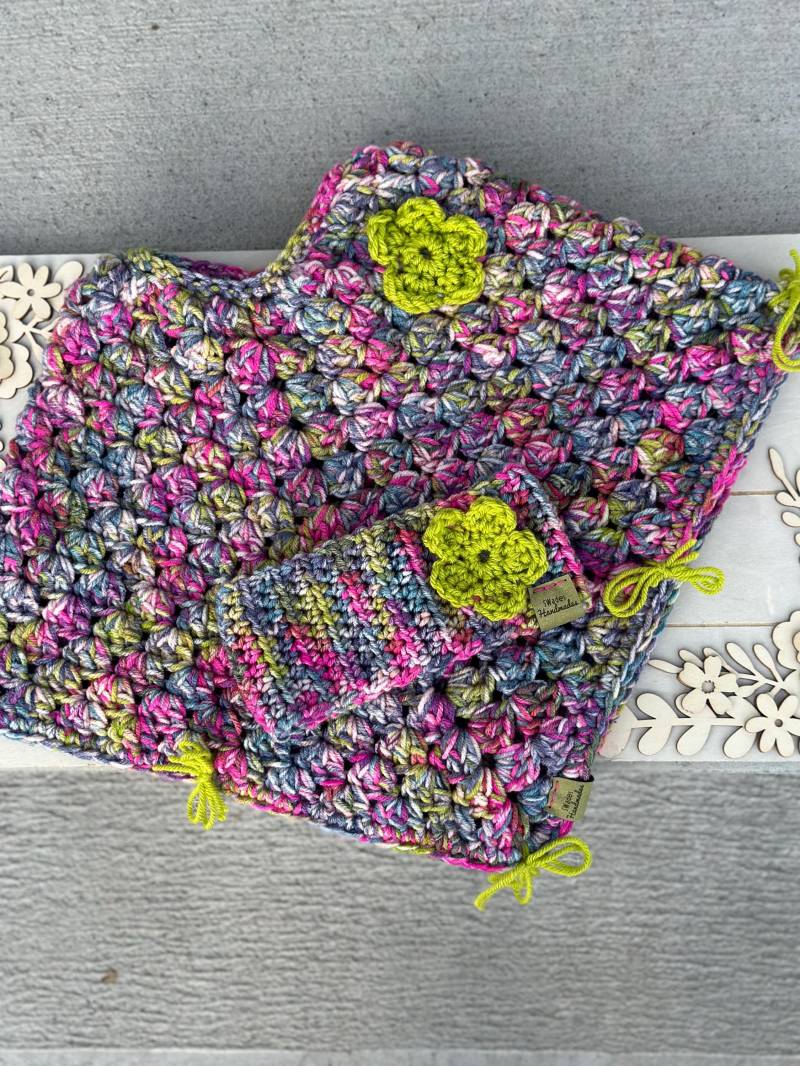 Baby Kleinkind Kleines Mädchen Gehäkelte Poncho Set Die Sweet Pea von SWadesHandmades