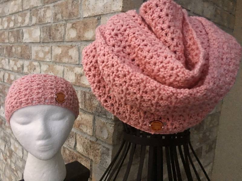 Damen Teens Gehäkelte Stirnband Earwarmer Cowl Infinity Schal Snood Neckwarmer Set Spring Ahead von SWadesHandmades