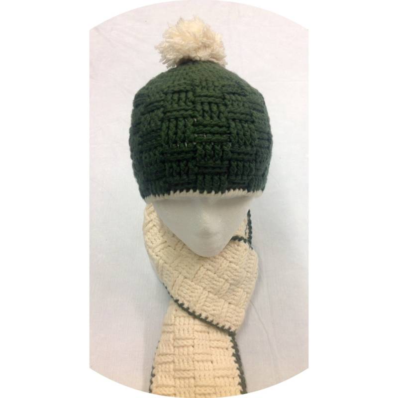 Unisex Gehäkelte Mütze Und Schal Set Beanie Skully Creme von SWadesHandmades