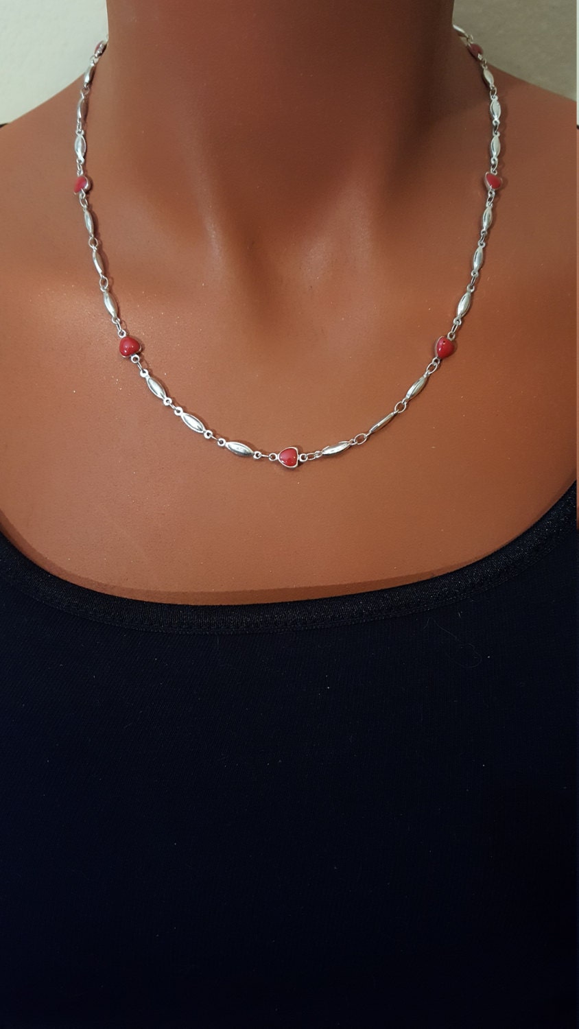 sterling Silber Perlen Mit Roten Herzen sterling Silber Perlen Mit Roten Herzen von SWearJewelry