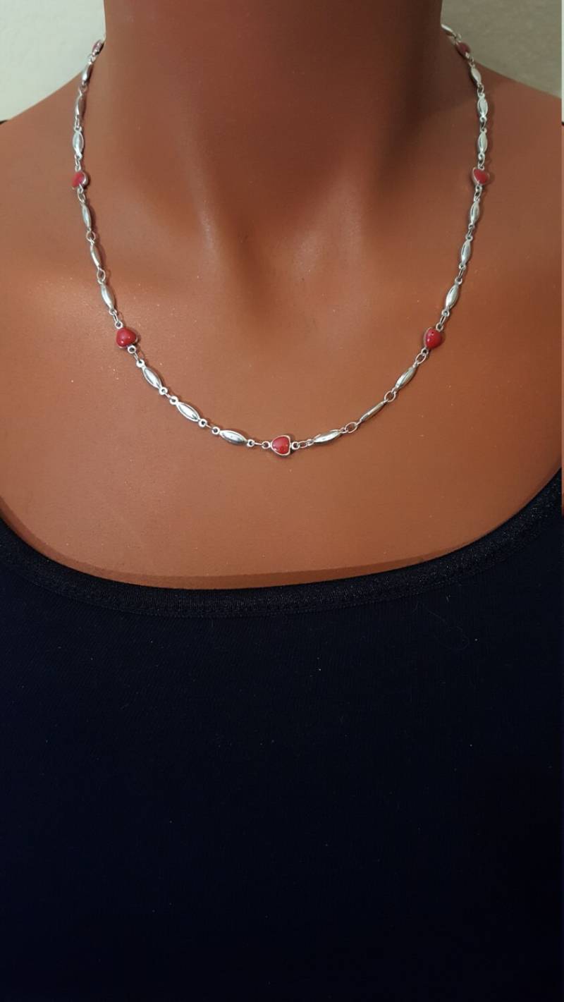 sterling Silber Perlen Mit Roten Herzen sterling Silber Perlen Mit Roten Herzen von SWearJewelry