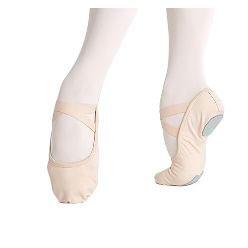 Ballettschuhe Ballettschuhe Erwachsene Professionelle Elastische Stoff Weiche Sohle Ballettschuhe Frauen Kinder Ballett (Color : Beige, Size : 35) von SXCXYG