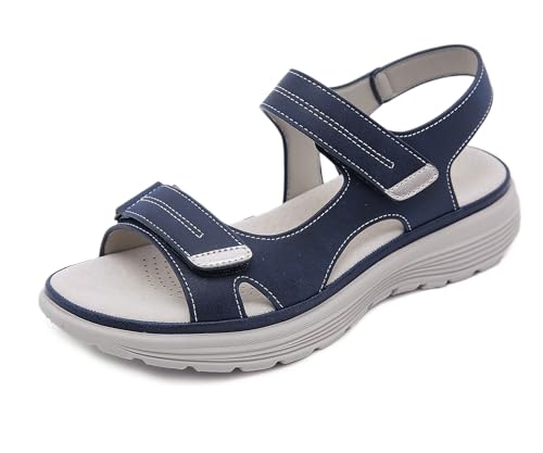 Damen Sport Sandalen - Outdoor Damen Sandalen Frauen Wandernsandalen Slingback Sandale Für Sommer Strand Reisen Bequem (Blau, Erwachsene, Damen, 36, Numerisch, EU Schuhgrößensystem, M) von SXJHMY