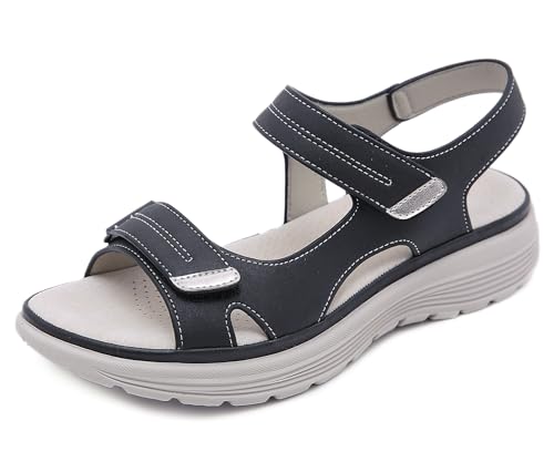 Damen Sport Sandalen - Outdoor Damen Sandalen Frauen Wandernsandalen Slingback Sandale Für Sommer Strand Reisen Bequem (Schwarz, Erwachsene, Damen, 36, Numerisch, EU Schuhgrößensystem, M) von SXJHMY