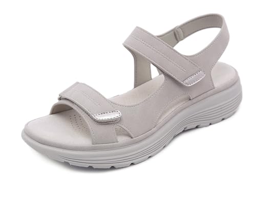 Damen Sport Sandalen - Outdoor Damen Sandalen Frauen Wandernsandalen Slingback Sandale Für Sommer Strand Reisen Bequem (grau, Erwachsene, Damen, 36, Numerisch, EU Schuhgrößensystem, M) von SXJHMY